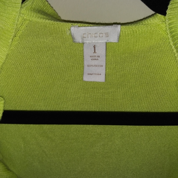 Chico's Bright Green Ruffle Cardigan - Picture 3 of 3